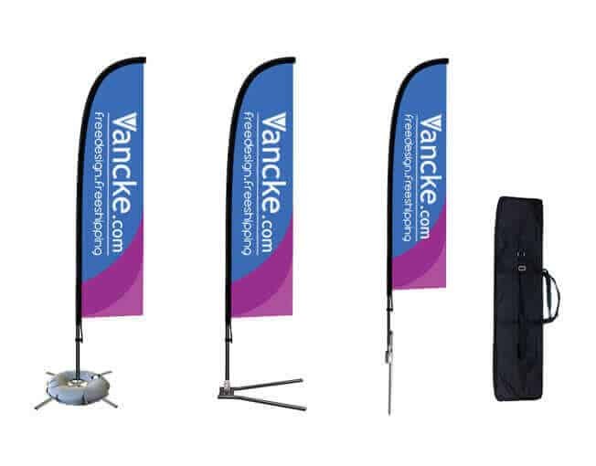 Advertising Flags 15 Full Color Custom Tall Swooper Advertising Flag Feather Banner +Pole & Spike