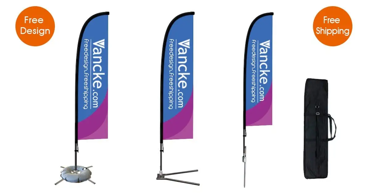 SIGNWORLD 16ft Tall Swooper Flag Pole Kit With Ground Spike - Advertising Banner Display