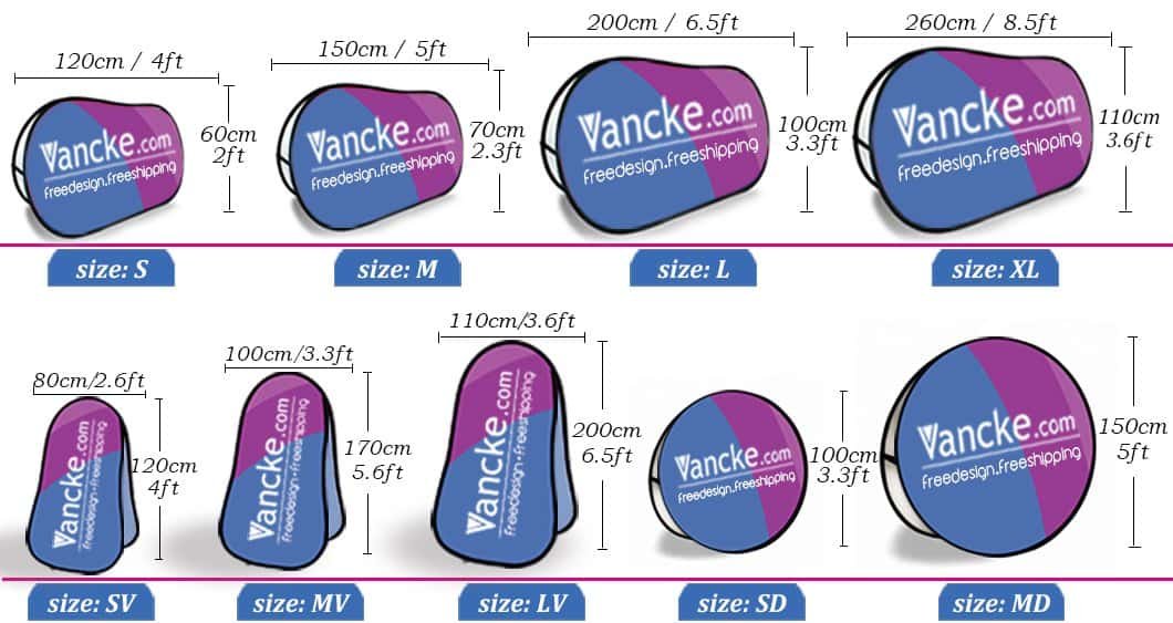 pop up a frame banner sizes