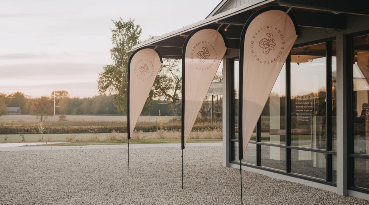 Teardrop Flags for Storefront Advertising