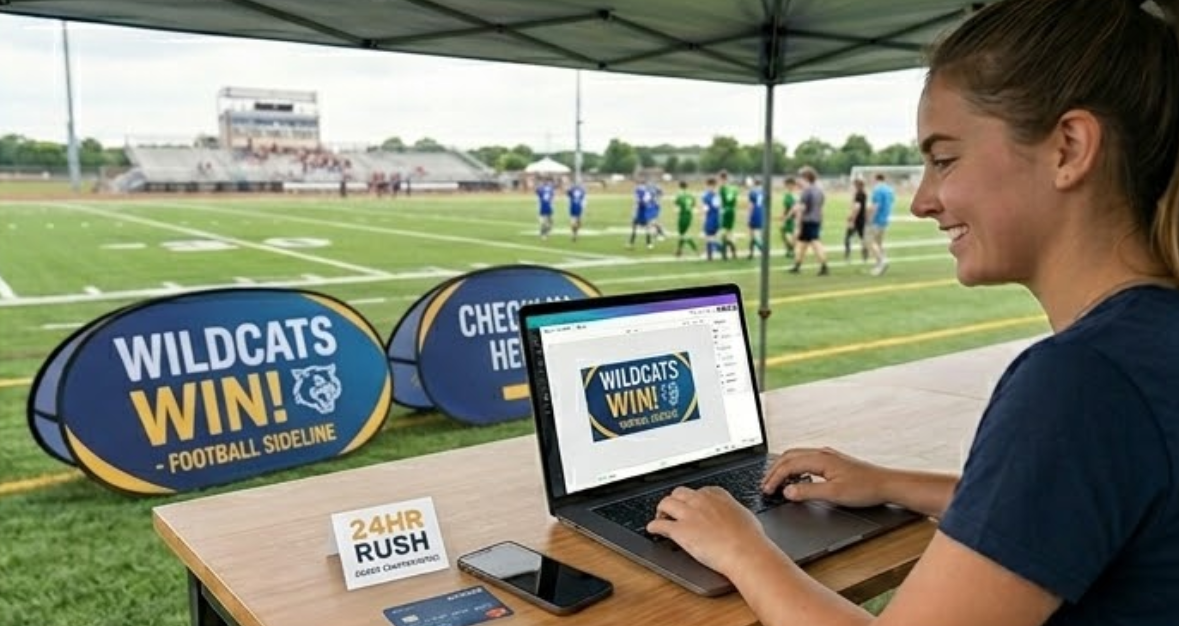 24-hour rush custom football sideline banners USA