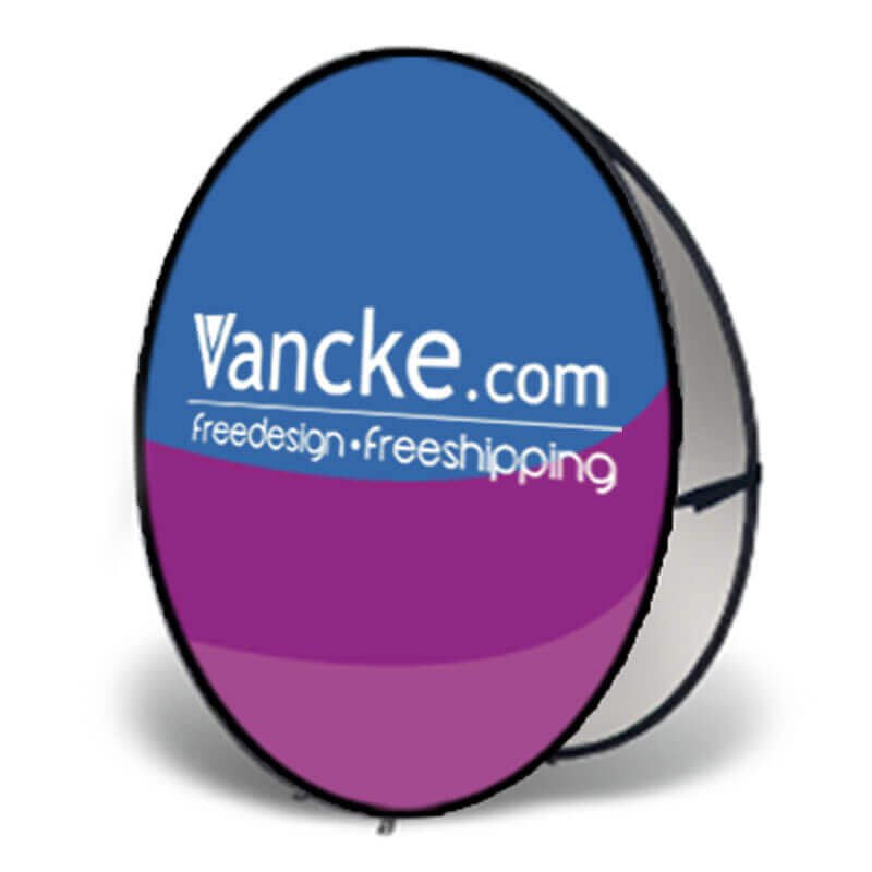 Custom circular pop up banner round collapsible sign designed for outdoor golf tournaments